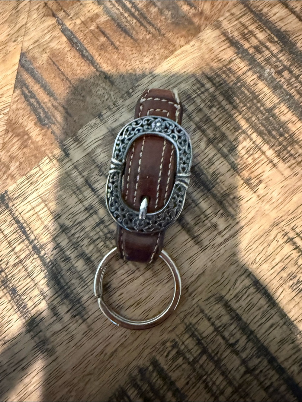 Brighton Brown Leather Keyring with Decorative Silver Buckle